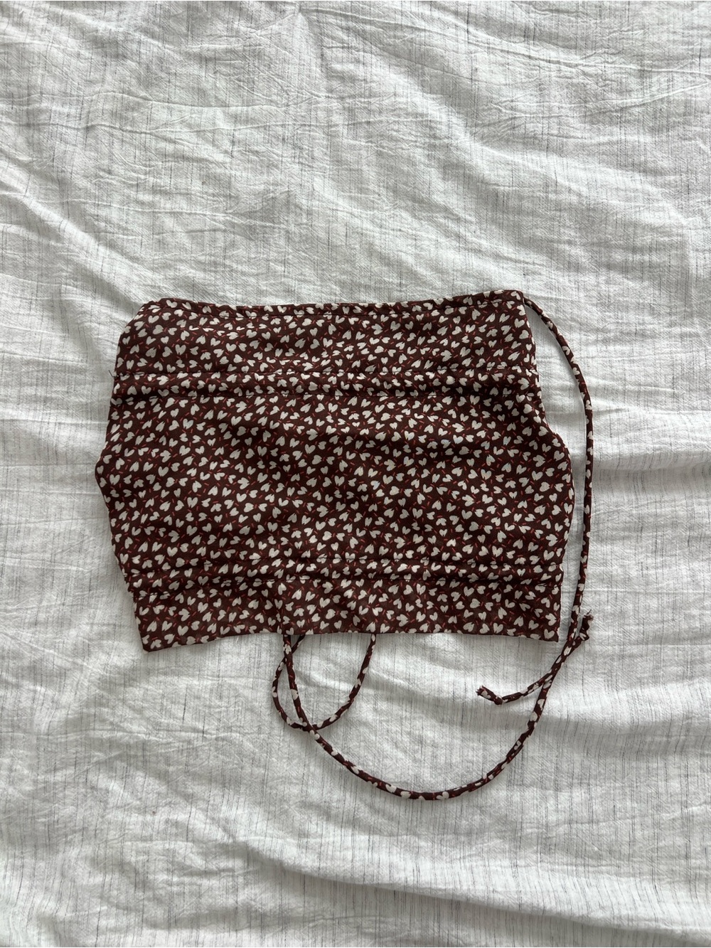 Brown Heart Print Women’s Tie Top